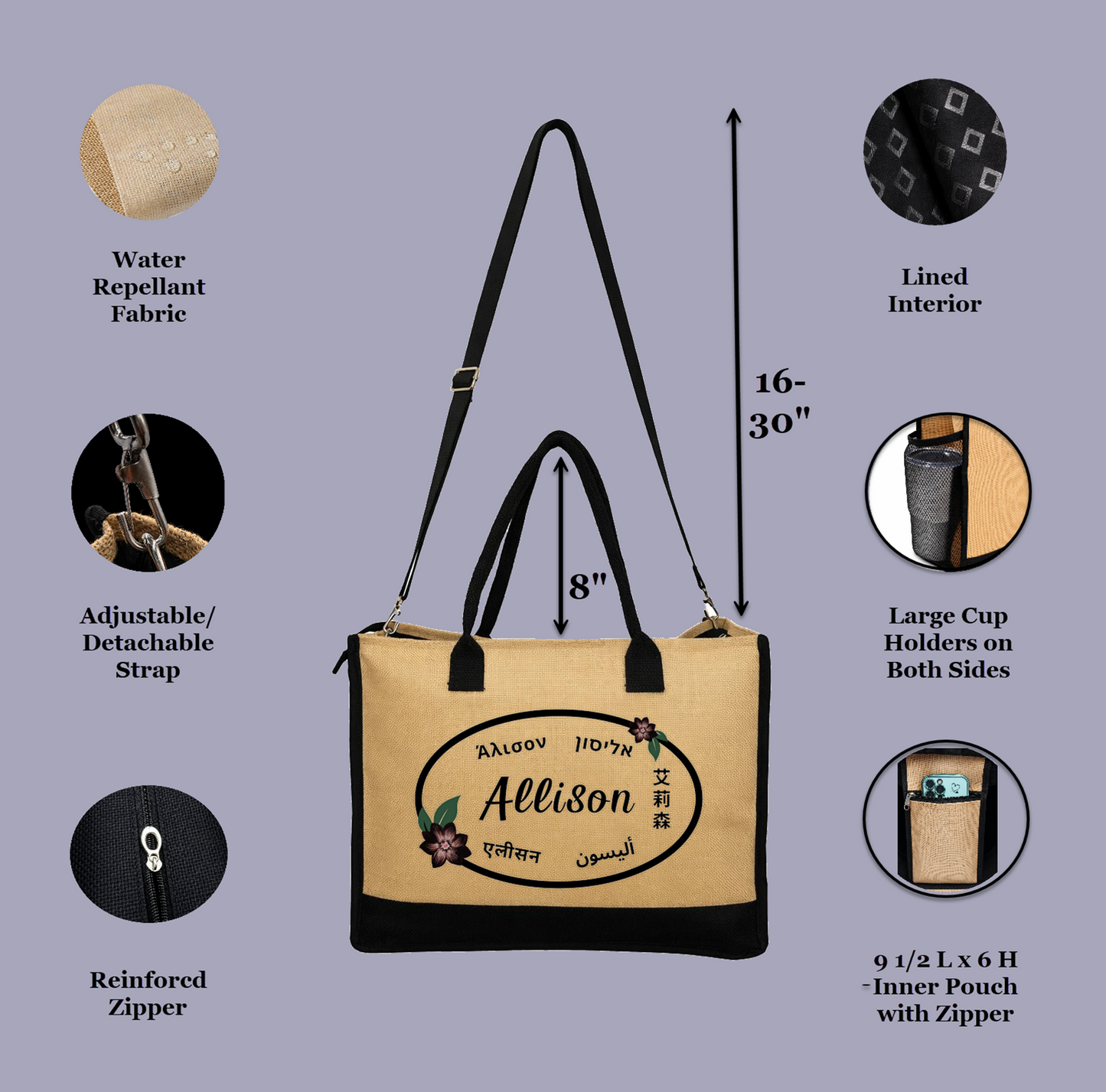 Unity in Every Language Personalized Jute Tote Bag